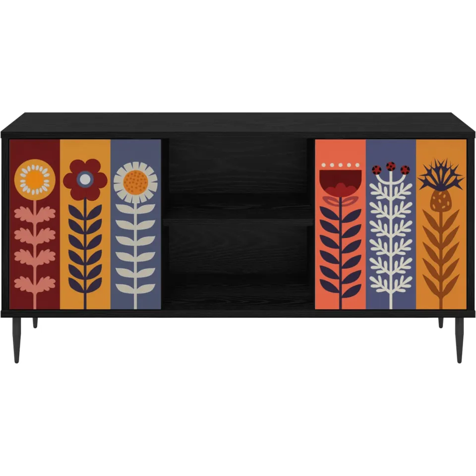 vidaXL Tv-meubel ESSEN 102 x 33 x 51 cm Zwart eiken Bewerkt hout, foto 4