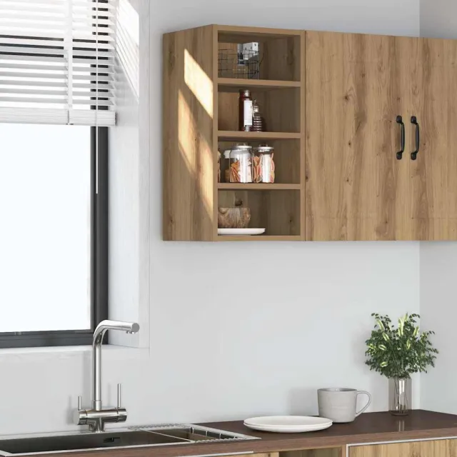 vidaXL Bovenkast Riga 30x29,5x60 cm bewerkt hout artisanaal eikenkleur Bruin