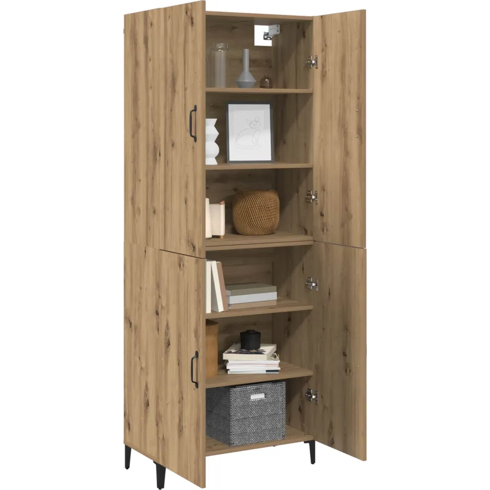 vidaXL Hoge kast 2 st Artisan Eiken 69,5 x 34 x 180 cm Bewerkt hout Beige