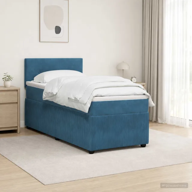 vidaXL Boxspringbed met matras Blauw 100 x 200 cm Fluweel