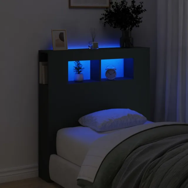 vidaXL Hoofdeinde met LED 100x18,5x103,5 cm bewerkt hout zwart