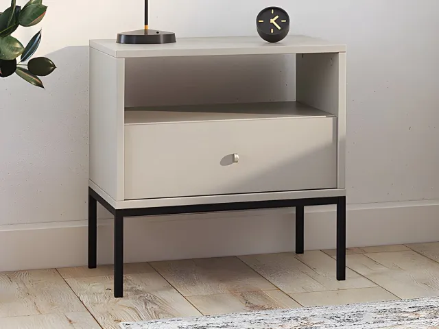 Vente-unique Set van 2 nachtkastjes - 1 lade en 1 nis - Beige - BOGDAN