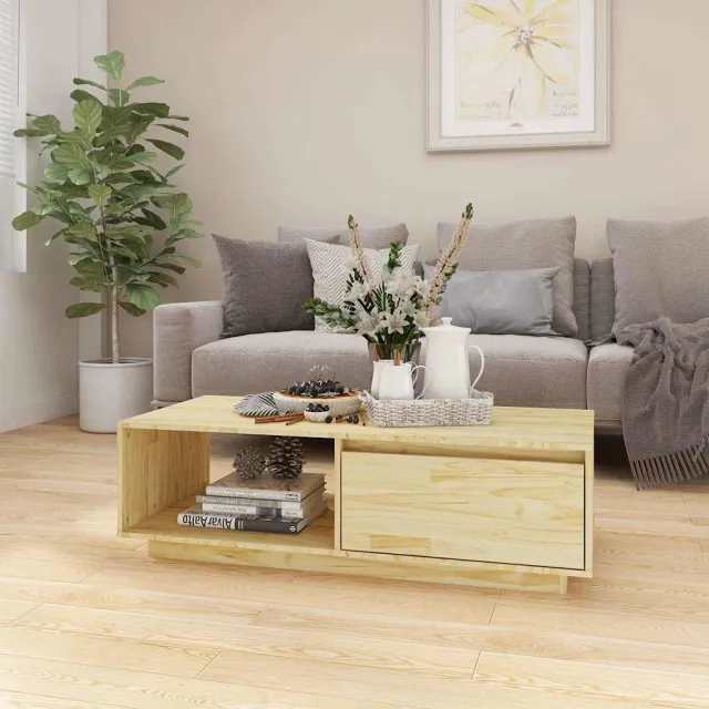 vidaXL Salontafel 110x50x33,5 cm massief vurenhout bruin, foto 2
