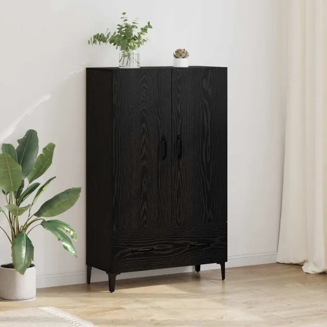 vidaXL Highboard Zwart Eiken 70 x 31 x 115 cm Gemonteerd hout en ijzer, foto 2