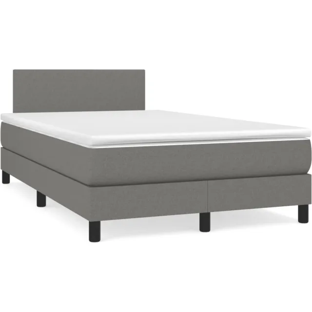vidaXL Boxspring met matras en LED stof donkergrijs 120x190 cm grijs
