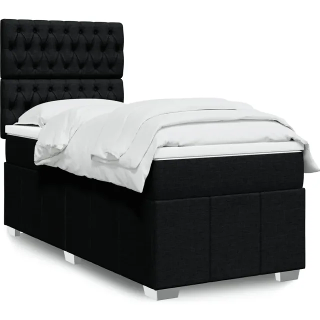 vidaXL Boxspring met matras stof zwart 90x190 cm