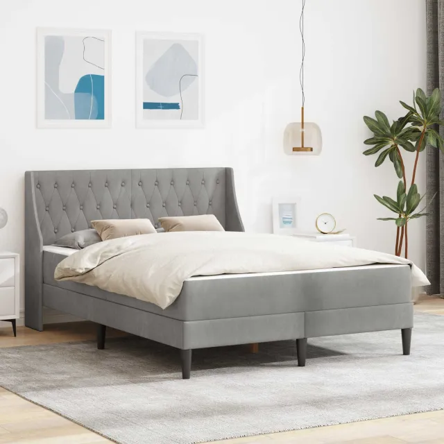 vidaXL Bedframe met matras Donkergrijs 120 x 190 cm fluweel