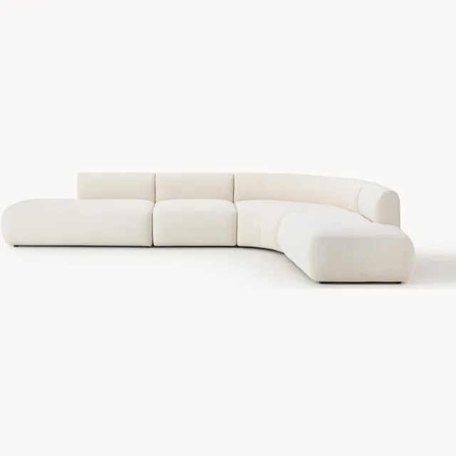 Westwing Collection XL modulaire hoekbank Sofia van bouclé Wit