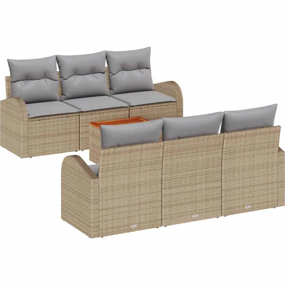 vidaXL Tuinbankenset 7 st Beige poly rattan