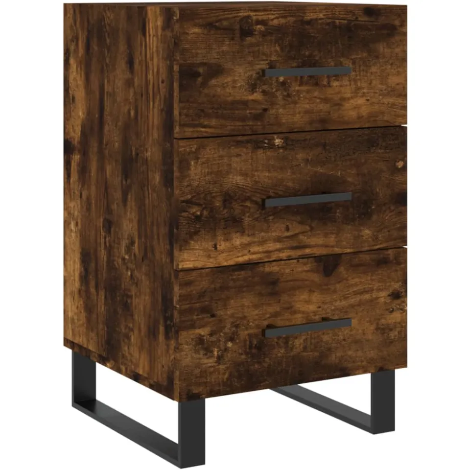 vidaXL Nachtkastje 40x40x66 cm bewerkt hout gerookt eikenkleurig, foto 3