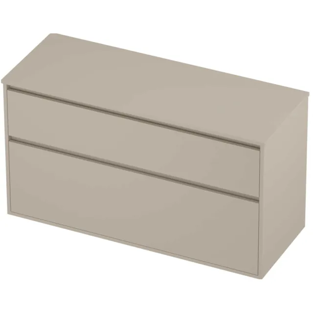 Proline Deck Badmeubelset Greeploos Asymmetrisch Kader 2 Laden 120x46x67 cm Soft Linen Beige