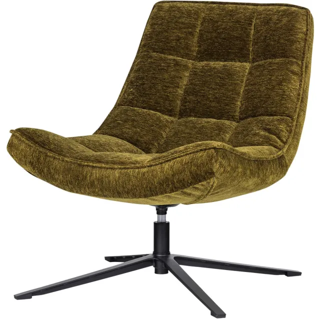 WOOOD Maudi Draaifauteuil - Polyester - Naturel - 84x74x86 green