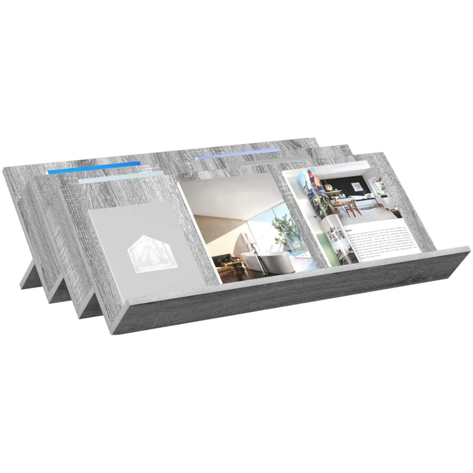 vidaXL Tijdschrift Rek Grijs Sonoma 90 x 53 x 28,5 cm Bewerkt hout