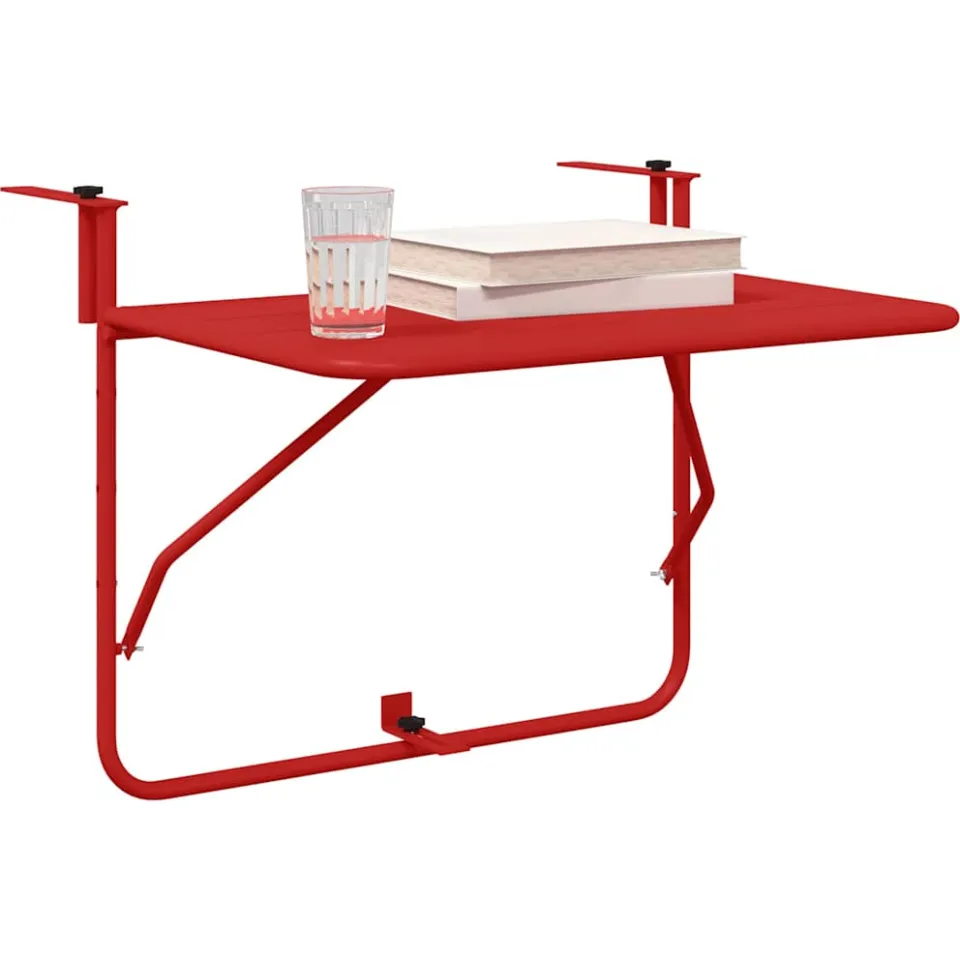 vidaXL Hangende Balkon Tafel Rood 60 x 39 x 65 cm Staal