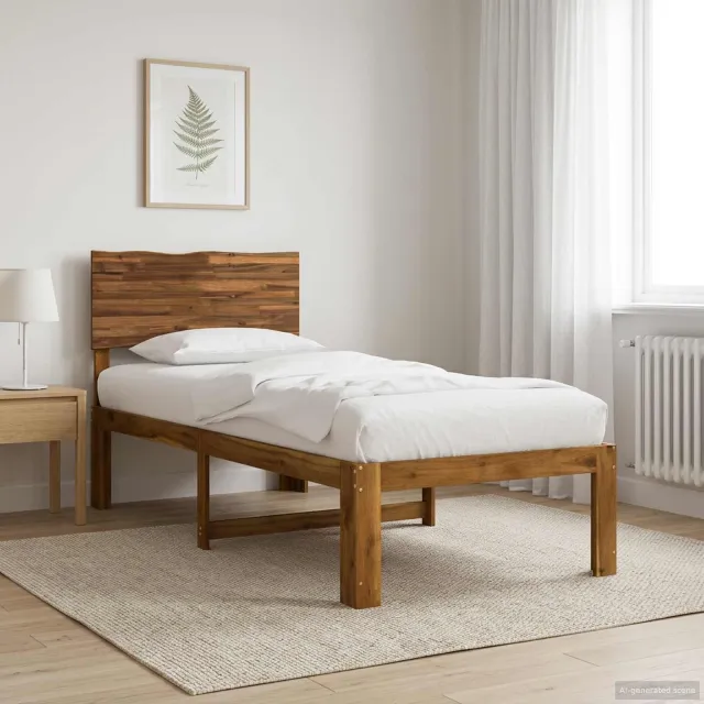 vidaXL Eenpersoonsbed met hoofdbord ROSTOCK Naturel 90 x 200 cm Bruin