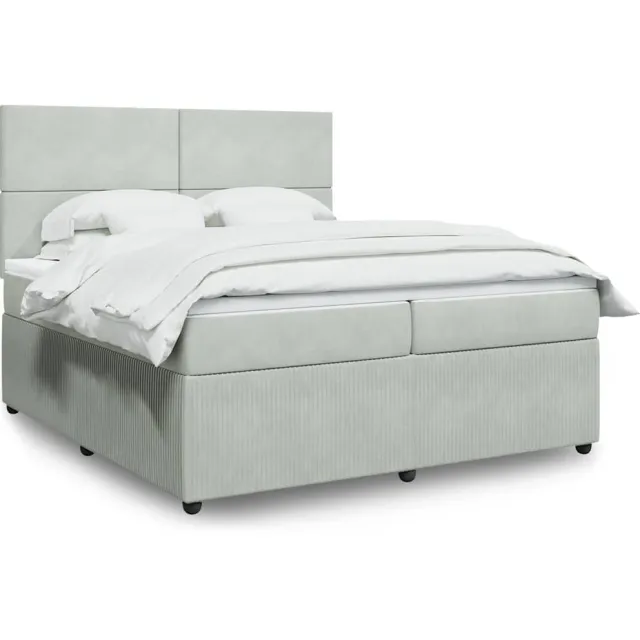 vidaXL Boxspring met matras fluweel lichtgrijs 200x200 cm grijs