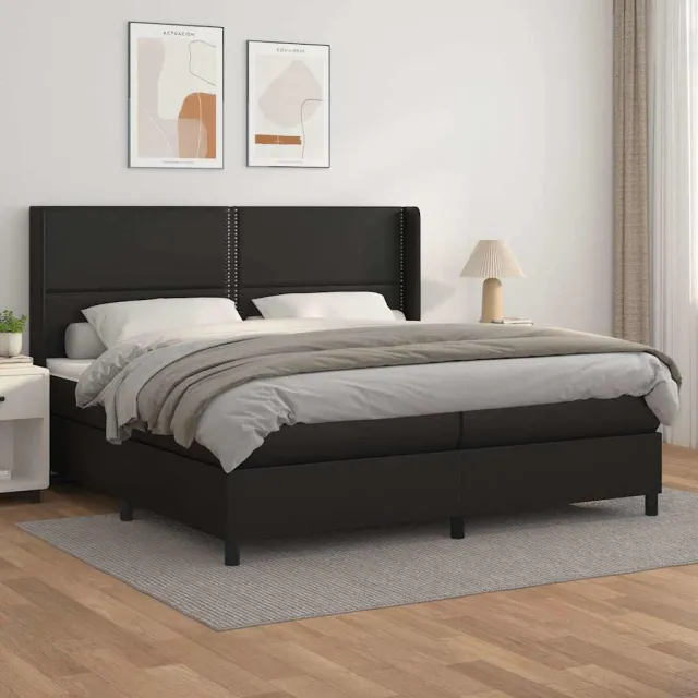 vidaXL Boxspring met matras kunstleer zwart 200x200 cm