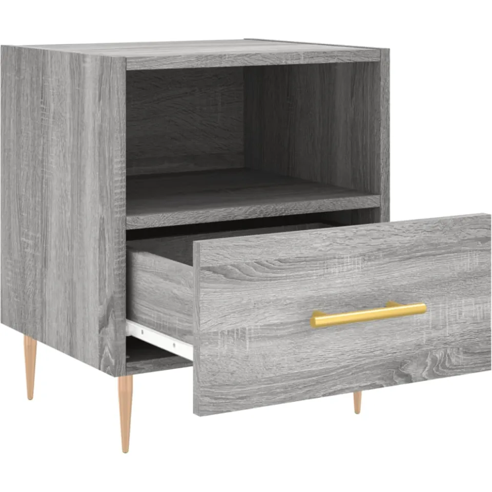 vidaXL Nachtkastje 40x35x47,5 cm bewerkt hout grijs sonoma eikenkleur