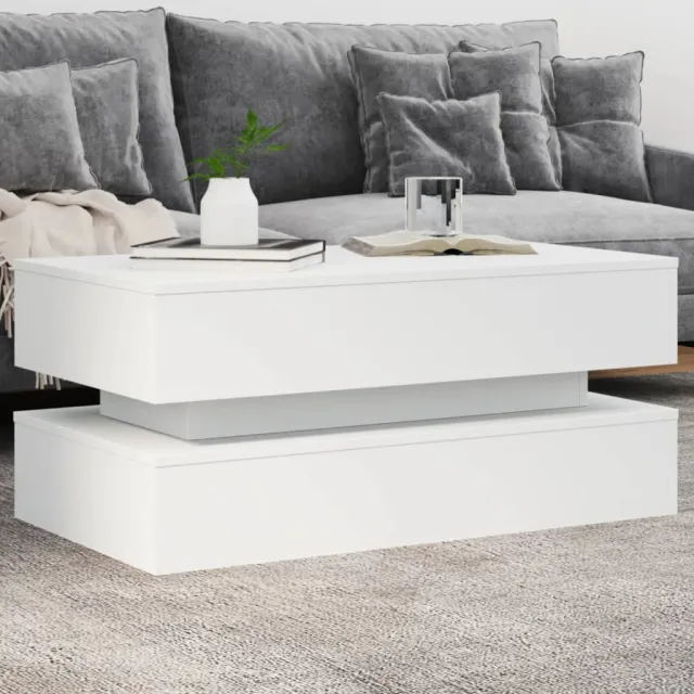 vidaXL Salontafel met LED-verlichting 90x50x40 cm wit, foto 2