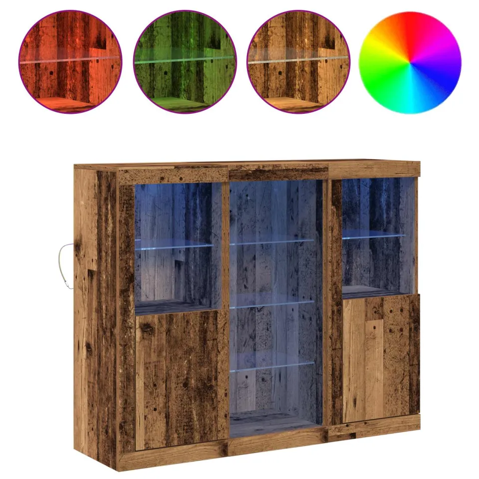 vidaXL LED Sideboard Oud hout 123 x 37 x 100 cm Bewerkt hout bruin, foto 4