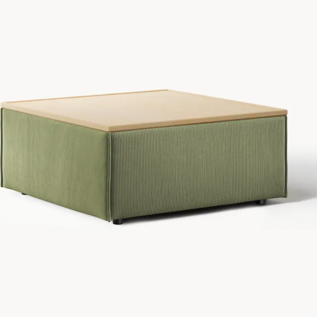 Westwing Collection Voetenbank Lennon van corduroy met opbergruimte Groen