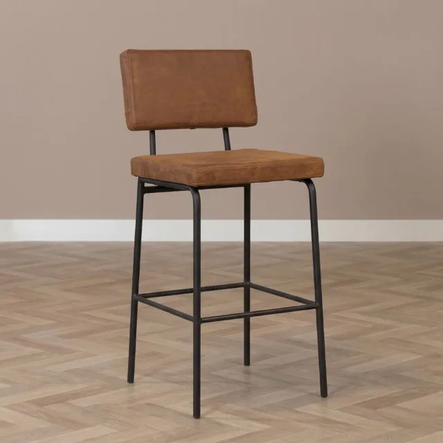 Bronx71 Industriële barkruk Espen cognac eco-leer 64-77 cm - barstoel