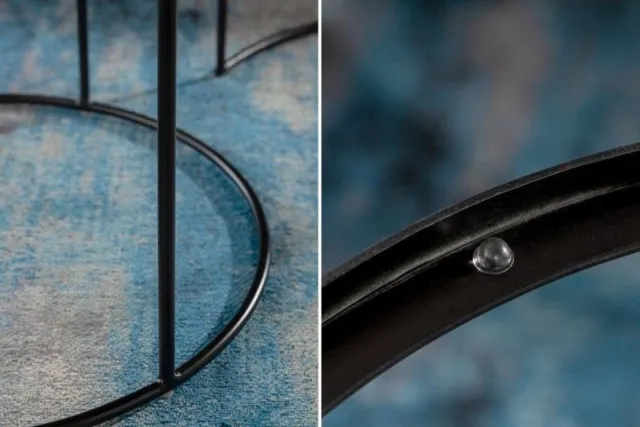 Invicta Interior Set van 2 ronde salontafels ELEMENTS 65cm zilverzwart metalen bijzettafeltje - 40637 Zie omschrijving