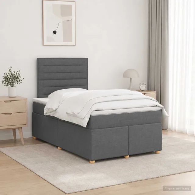 vidaXL Boxspringbed met matras Donkergrijs 120 x 200 cm Stof