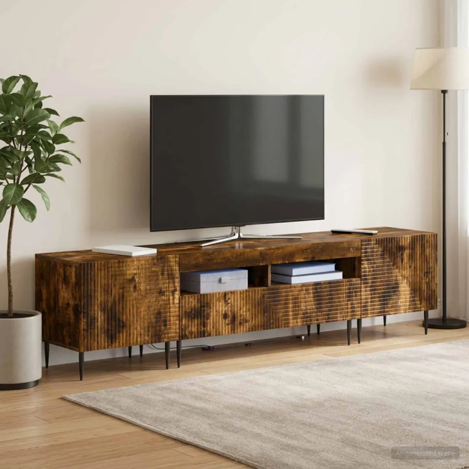 vidaXL 3-delige LED TV-kast Gerookt eiken Bewerkt hout, foto 3