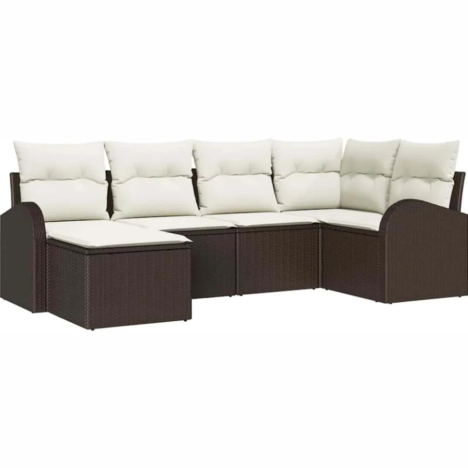 vidaXL Tuinbankenset 6 st Bruin poly rattan
