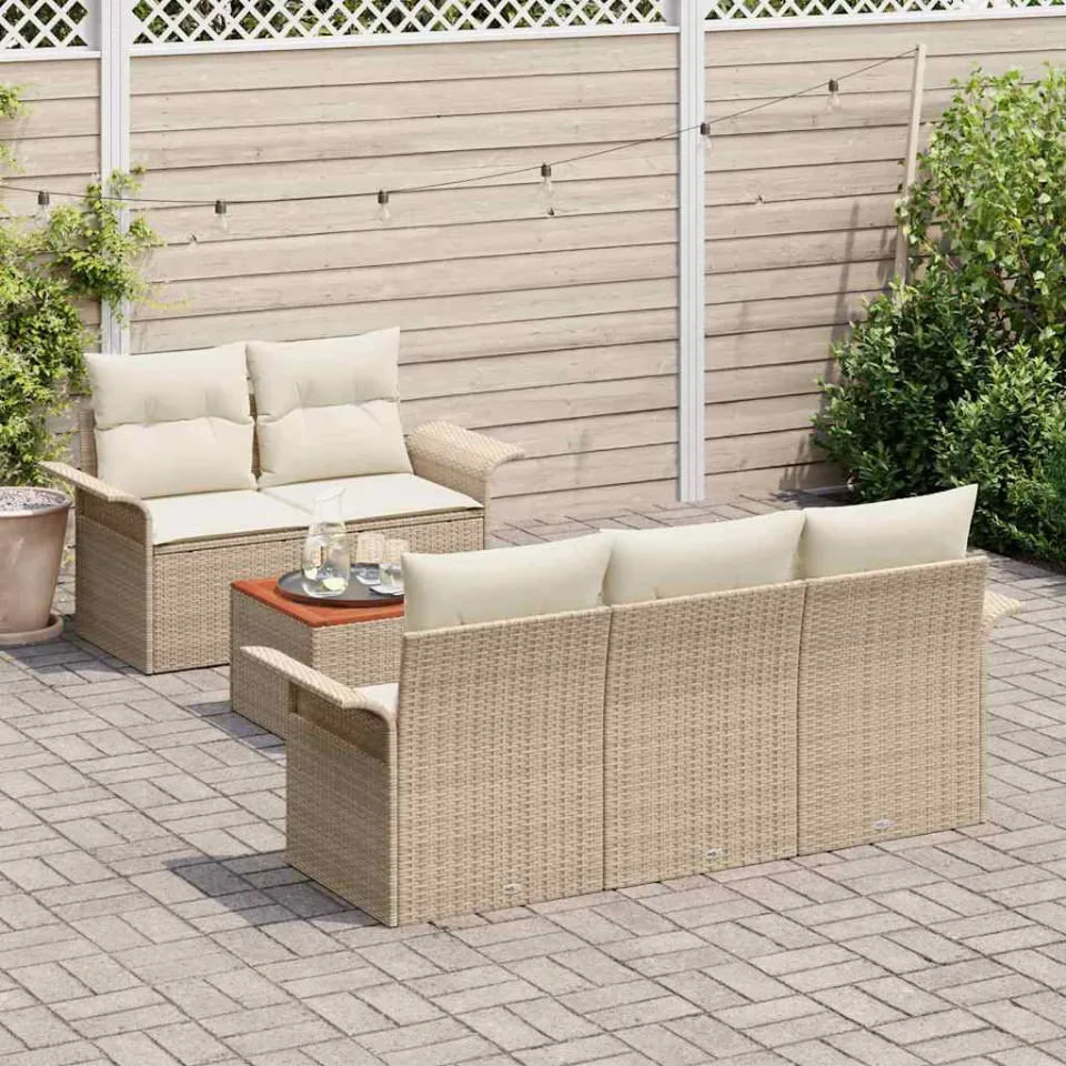 vidaXL Tuinbankenset 6 st Beige poly rattan, foto 3