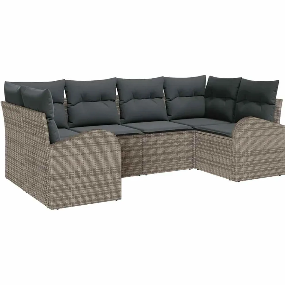 vidaXL Tuin Sofa Set 6 st 6-zits Grijs poly rattan