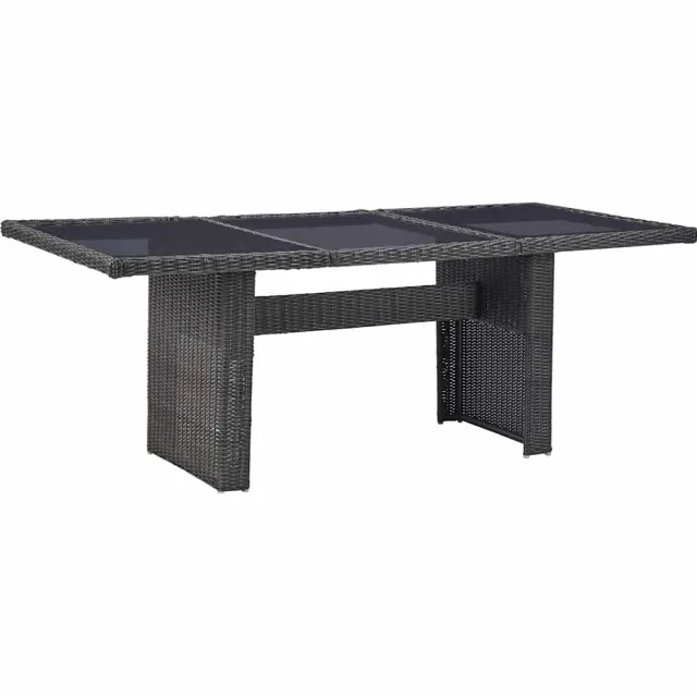 vidaXL Tuintafel 200x100x74 cm glas en poly rattan zwart