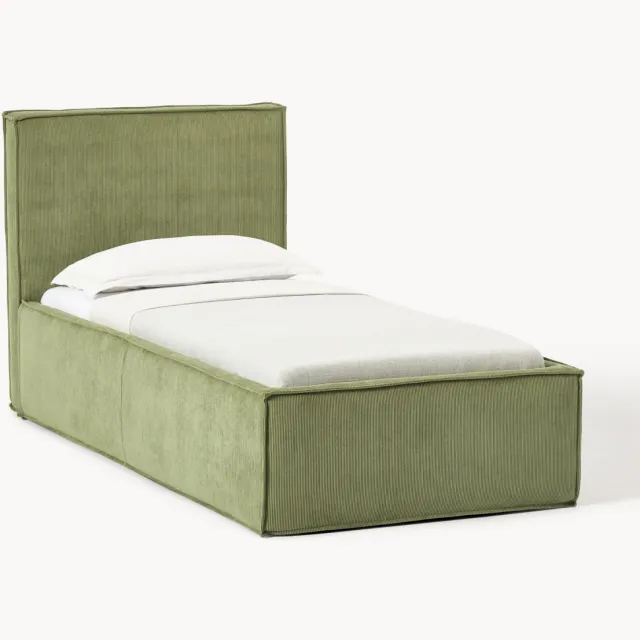 Westwing Collection Eenpersoonsbed Dream van corduroy groen