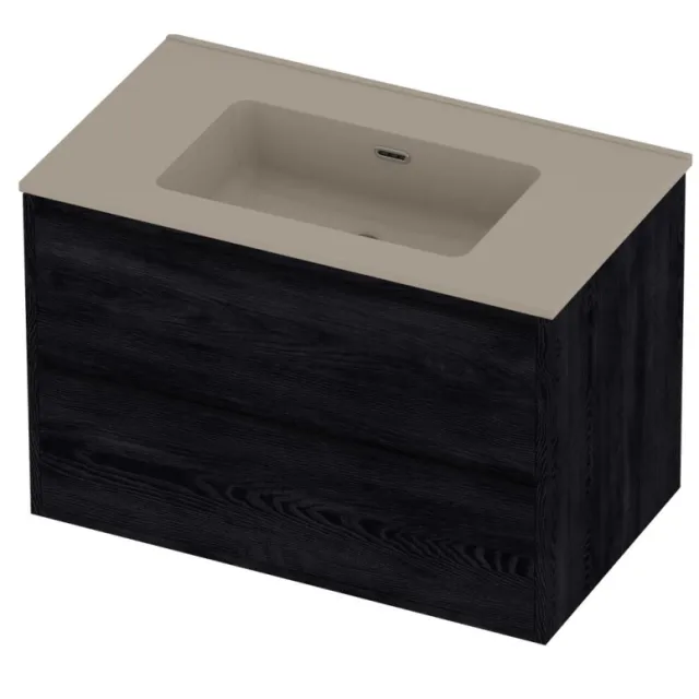 Proline Tribute Badmeubelset Porselein Elegant 2 Laden 80x46x54 cm Mat Crème Cotton Black Oak Eiken
