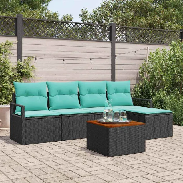 vidaXL Tuinbankenset 6 st Zwart poly rattan