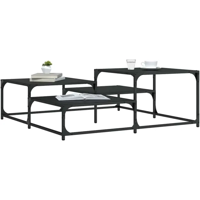 vidaXL Salontafel 107x107x40 cm bewerkt hout zwart
