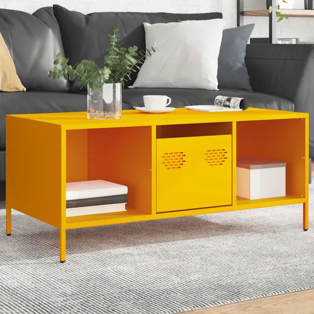 vidaXL Salontafel 101,5x50x43,5 cm koudgewalst staal mosterdgeel