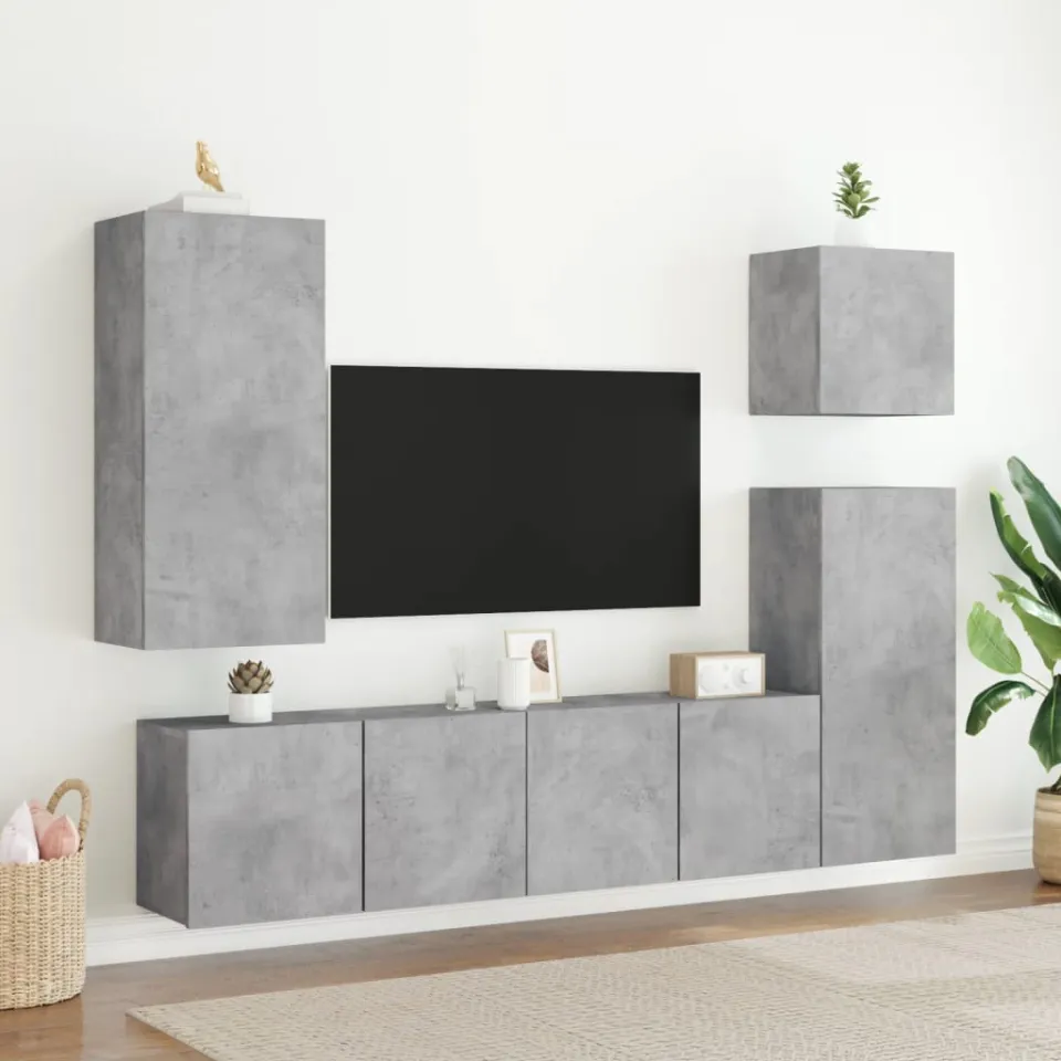 vidaXL Tv-meubel wandgemonteerd 80x30x41 cm betongrijs grijs, foto 4