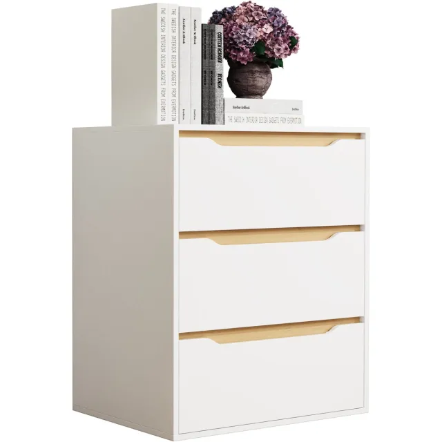 Vcm zwarte nachtkastje, nachtkastje, nachtkastje voor slaapkamer, groot nachtkastje, nachtkastje met lades voor slaapkamer, nachtkastje met lades, nachtkastjes Eik wit/honing