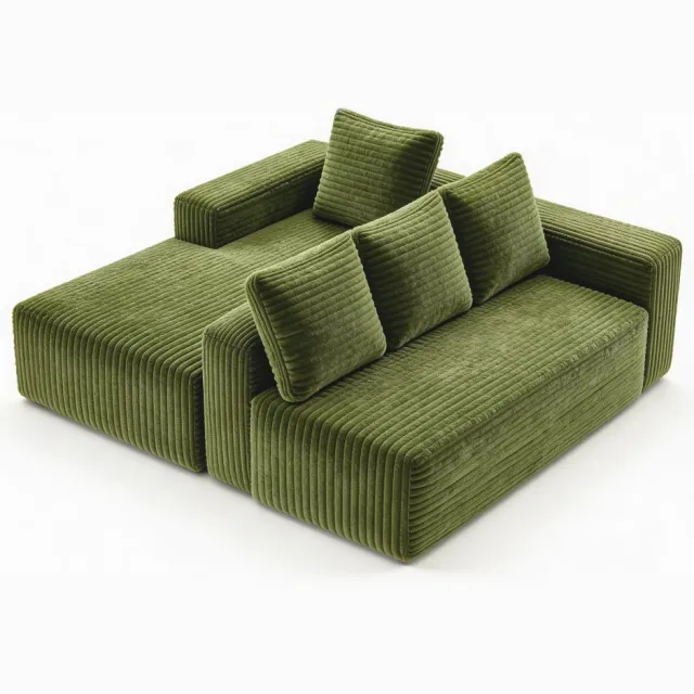 STILVORA Hoekbank 4-Zits - Modulaire L-Vorm Met Chaise Rechts - Diepe Zit En Comfortabele Opstelling Voor Woonkamer En Slaapkamer - Stof - Groen Green