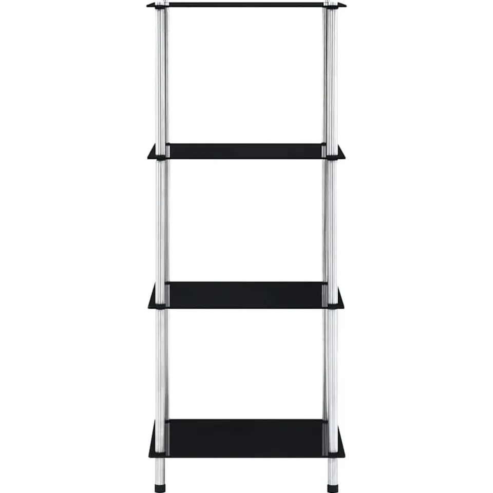 vidaXL Kastje 4-laags 40x40x100 cm gehard glas zwart