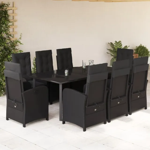 vidaXL 9-delige Tuinset poly rattan zwart, foto 2
