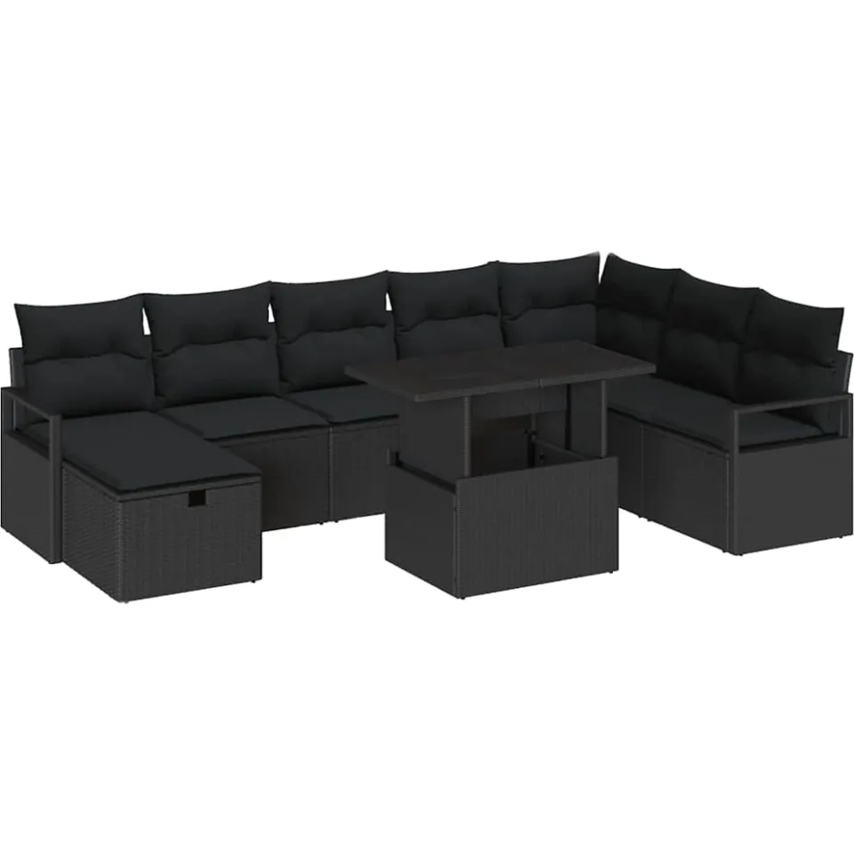 vidaXL Tuin Sofa Set 9 st poly rattan Bruin