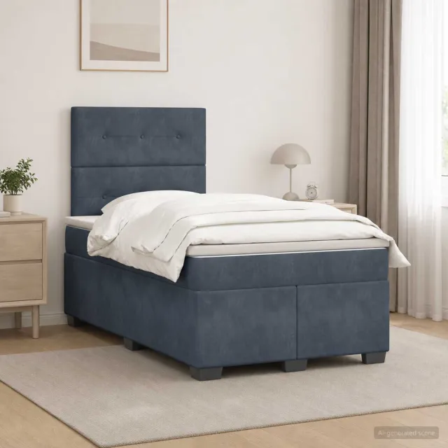 vidaXL Boxspringbed met matras Donkergrijs 120 x 200 cm Fluweel