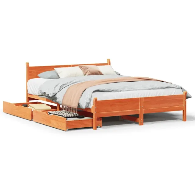 vidaXL Bedframe zonder matras massief grenenhout wasbruin 160x200 cm bruin