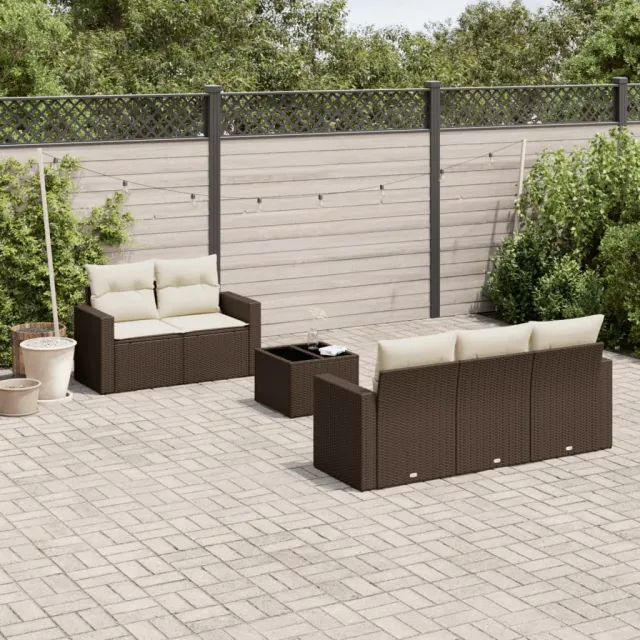vidaXL 6-delige Loungeset met kussens poly rattan bruin, foto 2