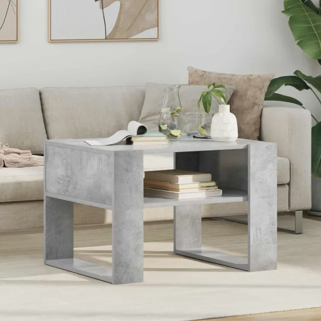 vidaXL Salontafel Beton Grijs 66 x 53 x 45 cm Bewerkt hout, foto 2