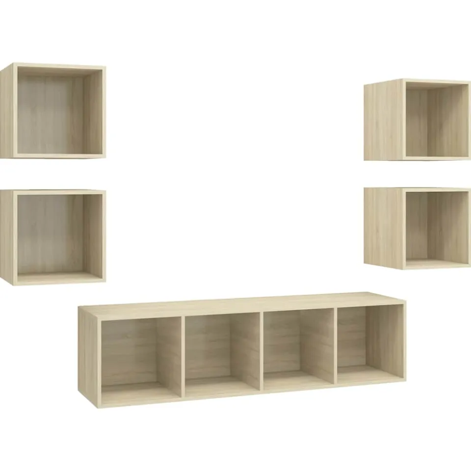 vidaXL 5-delige Tv-meubelset bewerkt hout sonoma eikenkleurig Bruin