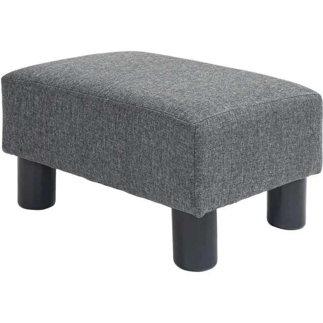 Homona Voetenbank - Met linnenlook bekleding en schuimvulling - Met houten frame - 40 x 30 x 24 cm - Donkergrijs
